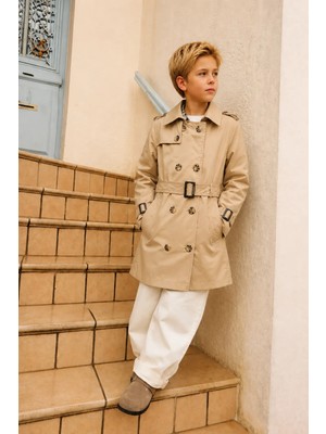 Hc Kids Wear Erkek Çocuk Içi Pamuk Astarlı Trençkot Yağmurluk