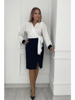 Ges Moda G0364 Bağlama Detaylı Tüvit Tasarım Elbise Siyah