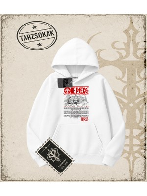 Tarzsokak One Piece Anime Karakterleri  Oversize Unisex Kapşonlu Sweatshirt Beyaz
