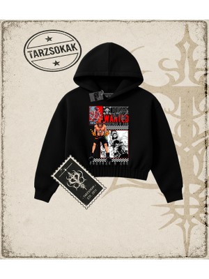 Tarzsokak One Piece Anime Karakterleri  Kadın Crop Kapşonlu Sweatshirt Beyaz
