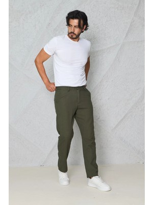 Myrab Denim Yazlık Rahat Kalıp Keten Pantolon Yeşil
