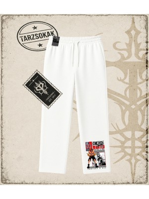 Tarzsokak One Piece Anime Karakterleri  Unisex Baggy Eşofman Altı Beyaz