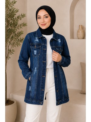 Missvalle Cebi Lazer Detaylı Kot Ceket Koyu Mavi 6095