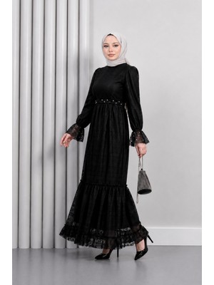 Missvalle Inci Detaylı Dantel Abiye Siyah 12239