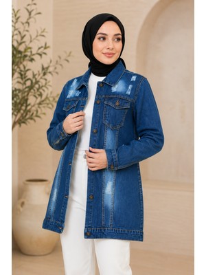 Missvalle Düğmeli Kot Ceket Koyu Mavi 6096