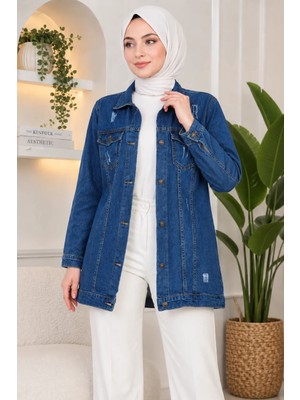 Missvalle Lazer Detaylı Kot Ceket Mavi 6097