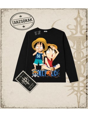 Tarzsokak One Piece Anime Karakterleri  Biskilet Yaka  Long Sleeve Beyaz