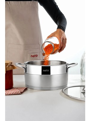 Nehir Silver Mat Trend 20 cm Derin Tencere Çelik Kaplama Ergonomik Sap ile Kolay Temizlik