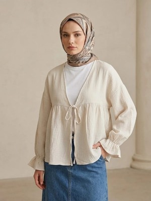 Miostil Önü Bağlamalı Kısa Kimono-Taş