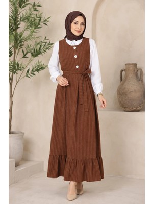 Missvalle Eteği Pileli Kemerli Jile Takım Taba 19221