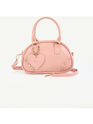 SHAKA Pembe Shk 339 Suni Deri,fermuarlı,trok,kalp Charm Detaylı,kadın El,kol ve Omuz Çantası