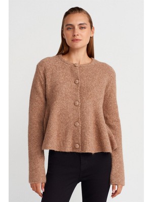 Dilvin 60985 Kadın Yumuşak Dokulu Peplum Düğmeli Triko Hırka