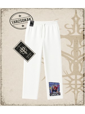 Tarzsokak One Piece Anime Karakterleri  Unisex Baggy Eşofman Altı Beyaz