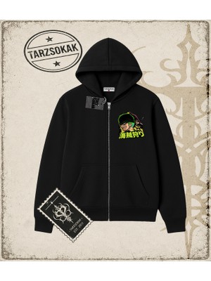 Tarzsokak One Piece Anime Karakterleri  Oversize Unisex Hırka & Çeket Fermuarlı Sweatshirt Beyaz