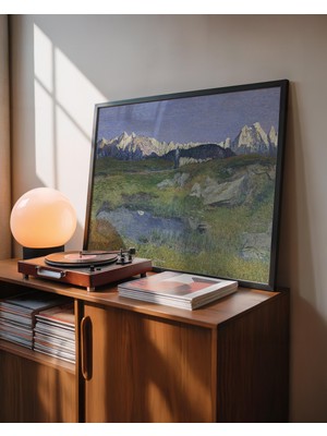 Pegziz Alplerde Gün Batımı Tablosu | Çerçeveli Dağ Manzarası Sanatı Poster Duvar Dekoru