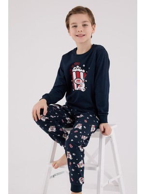 Roly Poly Garson Erkek Çocuk Aile It's Movie Time %100 Pamuk Uzun Kollu Pijama Takım