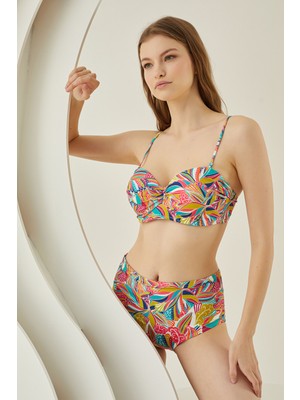 NBB Renkli Lotus Straplez Bikini Takımı