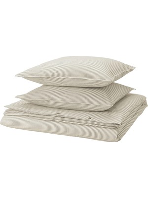 IKEA Solfıbbla Bej-Beyaz 240X220/50X60 cm Çift Kişilik Nevresim Seti