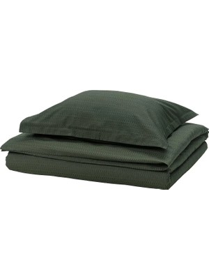 IKEA Luktvıcker Koyu Yeşil 150X200/50X60 cm Tek Kişilik Nevresim Seti
