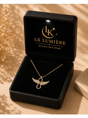 LK Lumiere 925 Ayar Gümüş Kolye Işıklı Özel Kutusunda - Altın Sonsuzluk Melek Kanatları