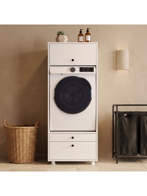 Bayold Mobilya Alice 2 Çekmeceli Makine Dolabı Çok Amaçlı Dolap Banyo Dolabı Beyaz 1010