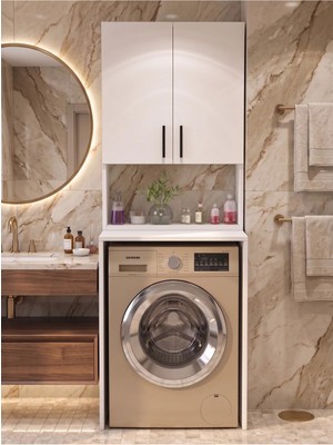 Bayold Mobilya Wood Çamaşır Makine Dolabı Çok Amaçlı Dolap Banyo Kiler Beyaz 1004