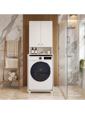 Bayold Mobilya Craft Çamaşır Makine Dolabı Çok Amaçlı Dolap Banyo Dolabı Beyaz 1006