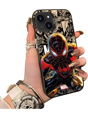 HONTINGA iPhone 13 ile Uyumlu Kılıf Silikon Kenar Sert Arka Kamera Koruyucu Basitlik Anti Düşme Kamera Korumalı Spiderman Desen Couple Telefon Kılıfı Kadın ve Erkek Için Uygundur K1-1900