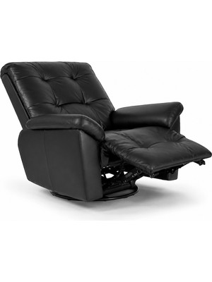 Smarto Relax Basel Elektrikli Masajlı Döner Sallanan TV Koltuğu Kontrol Panelli Ergonomik Gerçek Deri Baba Koltuğu