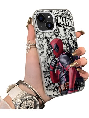 HONTINGA iPhone 14 Plus ile Uyumlu Kılıf Silikon Kenar Sert Arka Kamera Koruyucu Basitlik Anti Düşme Kamera Korumalı Spiderman Desen Couple Telefon Kılıfı Kadın ve Erkek Için Uygundur K1-1902