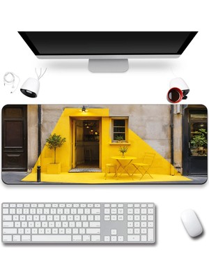 Sonictouch Klavye Mousepad 40X90CM Dikişsiz Pürüzsüz Sıvı Geçirmez Kaymaz Taban Sarı Durak