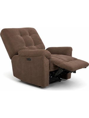 Smarto Relax Porto Comfort Elektrikli Döner Sallanan TV Koltuğu Kontrol Panelli Ergonomik Polyester Baba Koltuğu- Kahverengi