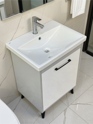 Turkuaz Lavabolu 60 Cm Mdf Banyo Dolabı