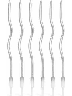 Efe Pastacılık Gümüş Zikzak Doğum Günü Pastası Mumu 6’lı Paket 15 cm