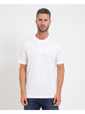 Boss Erkek Regular Fit Yuvarlak Yakalı Pamuklu Kısa Kollu Beyaz1 Polo Yaka T-Shirt 50553652-101