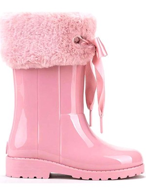 Igor Campera Charol Soft Rose Çocuk Kürklü Yağmur Çizmesi PVC Malzeme ile Kaymaz ve Su Geçirmez Özellikte W10239-010