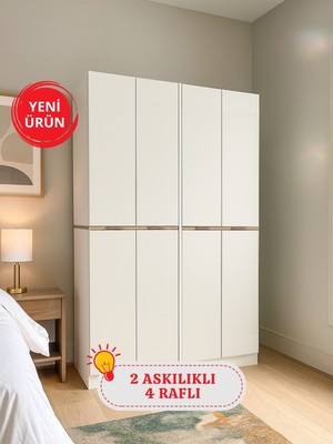 Dorpek Lias 4 Kapaklı Gardırop - 182 cm Y, 122 cm G - Genç Odası ve Yatak Odası Gardırop