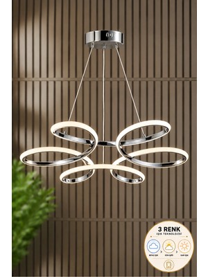 Luna Lighting Marina Model Krom 3 Renk Mutfak Hol Antre Salon Oturma Yatak Odası Modern Metal LED Avize