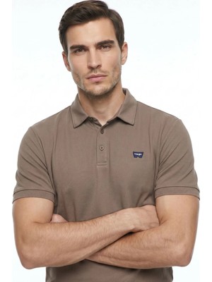 Wrangler Vizon Erkek Regular Fit Logo Baskılı Polo T-Shirt W7D5K4XX2T207