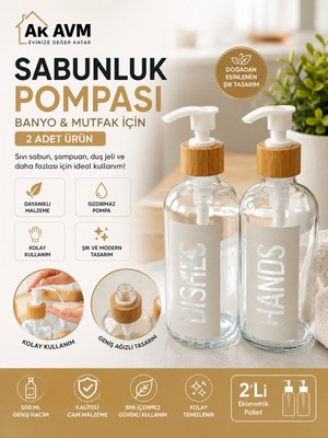 Ak Avm 2'li Sabun Pompası Banyo Mutfak Sıvı Sabun Deterjan Şampuan Dispenser Pompa Başlığı Beyaz
