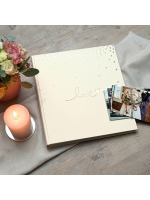 Goldbuch Raining Hearts Yapıştırmalı Düğün Albümü 30X31 cm 60 Beyaz Sayfa 180 Fotoğraf Roz Altın Yaldızlı