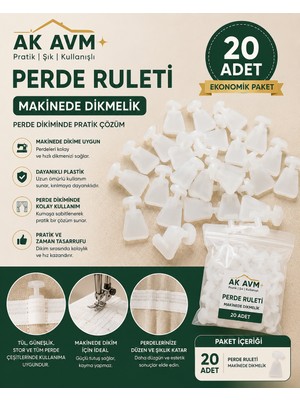 Ak Avm Perde Ruleti Makinede Dikmelik Perde Düğmesi Tül Fon Perde Dikim Aparatı 20 Adet