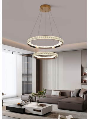 Apliqa Elio 2 Katlı Gold Ledli Avize
