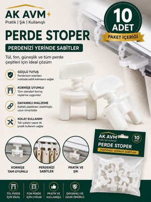 Ak Avm Perde Stoper Korniş Kilidi Korniş Rayı Sabitleyici Perde Durdurucu Plastik 10 Adet