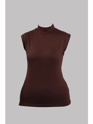 Hürrem Bone Kahve Body Balıkçı Yaka Viskon Sıfır Kollu 1027_14