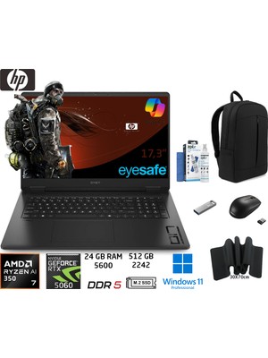 Hp omen 17-DB1015NT Ryzen Ai 7-350 24GB 512GB RTX5060 8gb 17.3 144hz W11 Pro C2EZ5EA Duddi Çanta+Mouse+Mousepad+Usbbellek+Temizlikkit