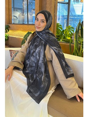 Lamelif Gül Desen Bambu Şal Siyah