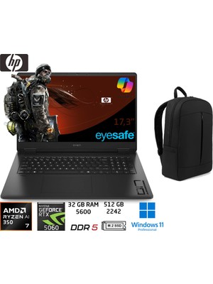 Hp omen 17-DB1015NT Ryzen Ai 7-350 32GB 512GB RTX5060 8gb 17.3 144hz W11 Pro C2EZ5EA Duddi Çanta