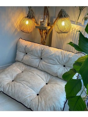 Beyzima Puf Petek Önü Palet Yer Minderi Ikili Takım Krem 70X100CM