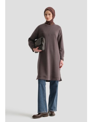 Armine Modal Karışımlı Basic Tunik Acı Kahve